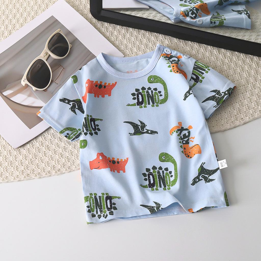 Kortärmad T-shirt för barn Bomull Sommar Babykläder Pojkars Tunn Stil Flickors Topp