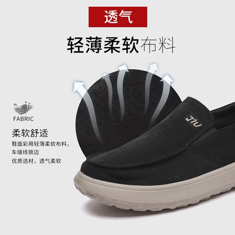 Spring old Beijing cloth shoes men's single shoes dad lazy shoes non-slip one-pedal canvas shoes breathable casual men's shoes
