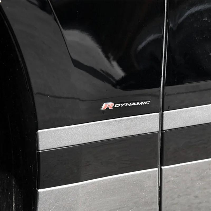 3D Kovové Logo R-DYNAMIC Znak na Bok Blatníku Auta Odznak na Zadní Kufr Nálepky Samolepky Příslušenství pro VELAR Sport Discovery Evoque HSE Defender