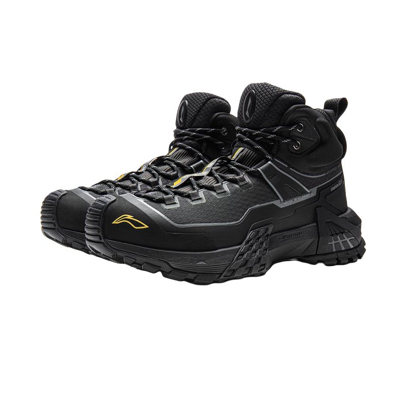 Li Ning Outdoor CF Tracing, Xingchuan Pro Coverage Reflective Rebound High top Hiking Shoes Unisex Night Black AHTV035-1