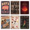 Dad's BBQ Party Metal Tin Plaque Retro Tin Signs Barbecue Rules Slogan Plate Vintage Grill Poster Yard Garden Kitchen Wall Decor