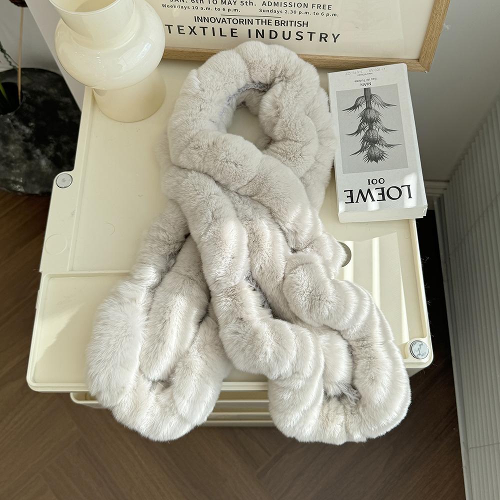 Sciarpa in Pelliccia di Coniglio Rex di Alta Qualità Invernale Scaldamani e Sciarpa Combinati per Donna Calda Traspirante Moda Prodotto di Fascia Alta