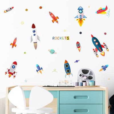 Self-adhesive Removable Rocket Printing PVC Wall Sticker Home Decoration Decal