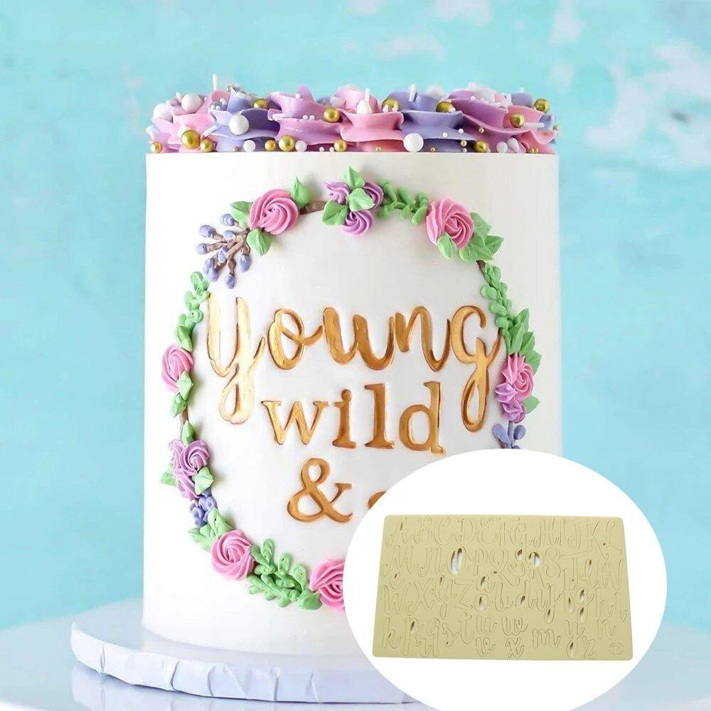 Rectangle Letter Cookie Stamp with Brush Fondant Cake Decorating Tools  Dessert