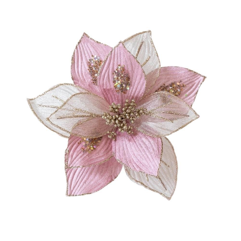 

Multi Color Glitter Magnolia Flowers for Christmas Tree and Holiday Use