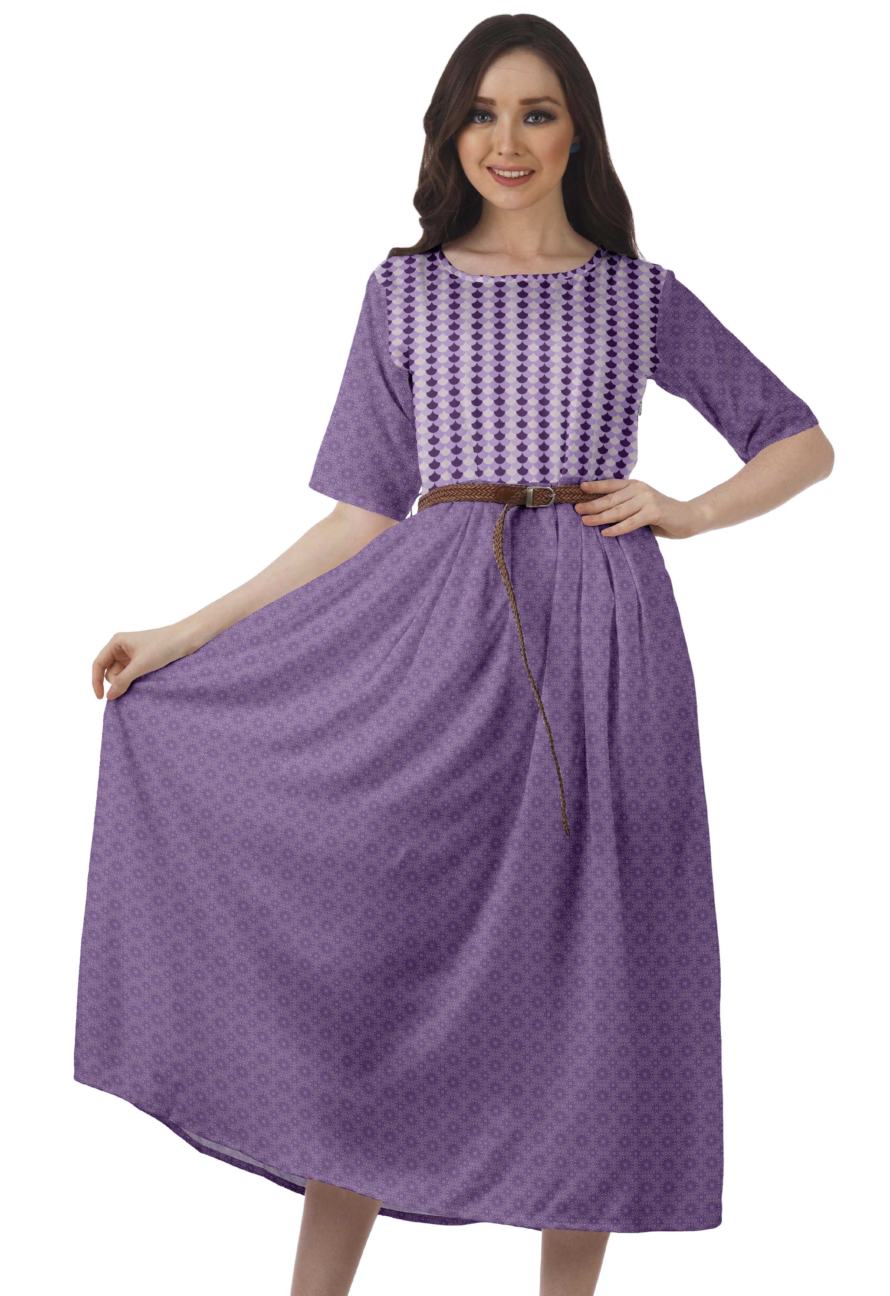 

Moomaya Printed Swing Dress Жіноча сукня міді з коротким рукавом Повсякденна робоча сукня XS фіолетовий