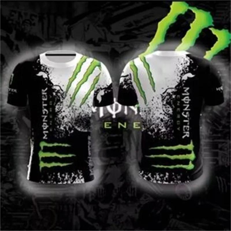

Чоловіча спортивна футболка з 3D-принтом Monster Energy для тренувань на свіжому повітрі, відпочинку та повсякденного спорту, з коротким рукавом XXL