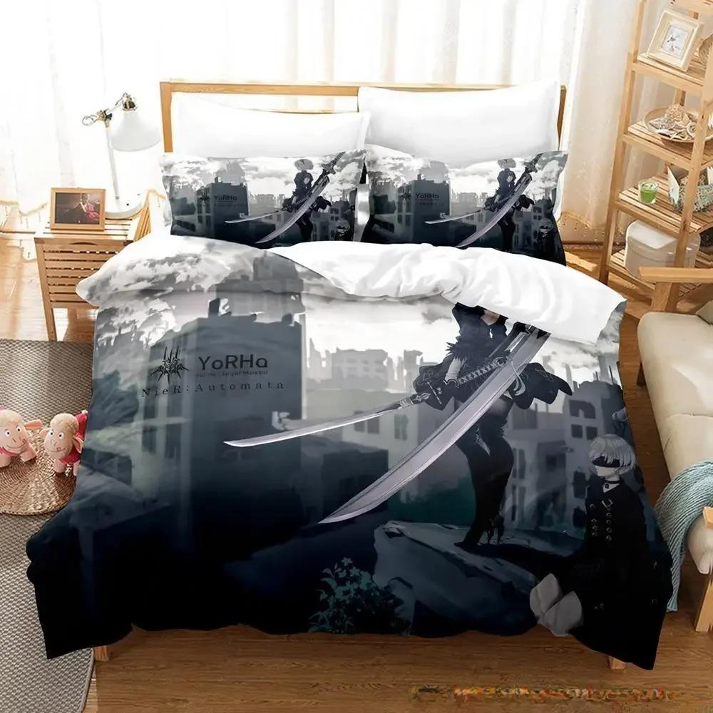 Nier Automata Bedding Set Single Twin Full Queen King Size Bed Set Adult Kid Bedroom Duvet Cover Sets 3D Anime Bed Sheet Set