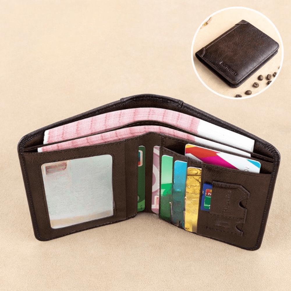 Herenportemonnee RFID anti-diefstal borstel ultradunne korte portemonnee coffee veelkleurig