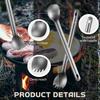 Minatee 4 Pieces Titanium Long Handle Spork and Spoon 8.4 Inch Ultralight Portable Flatware Lightweight Soup Spoon Camping Spork Utensil for Outdoor