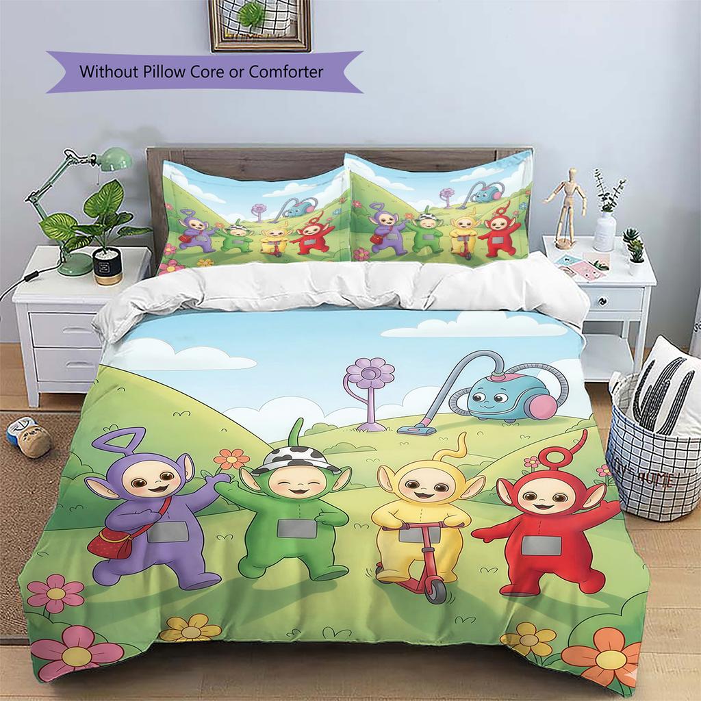Teletubbies Pattern Bedding Quilt Set  Home Decoration  Gift (1 * duvet cover + 2 * pillowcase  without core)
