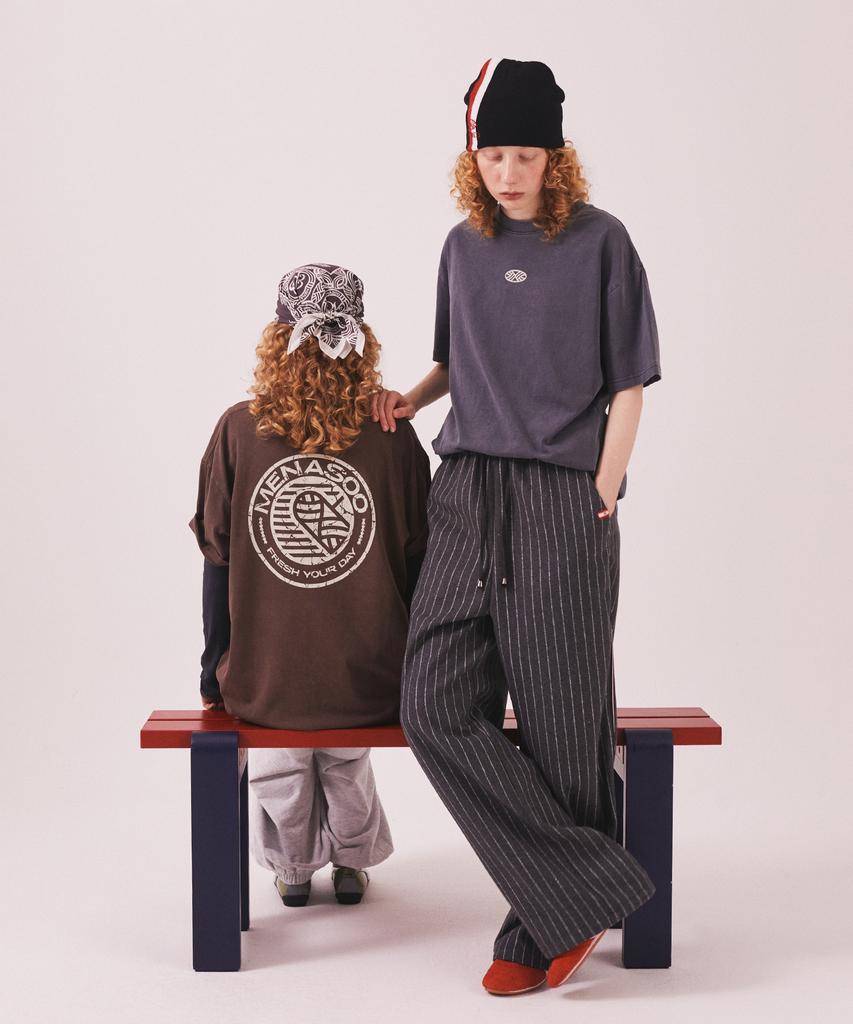 Minasu Mns Pinstripe Wide Brushed Pants_Gray