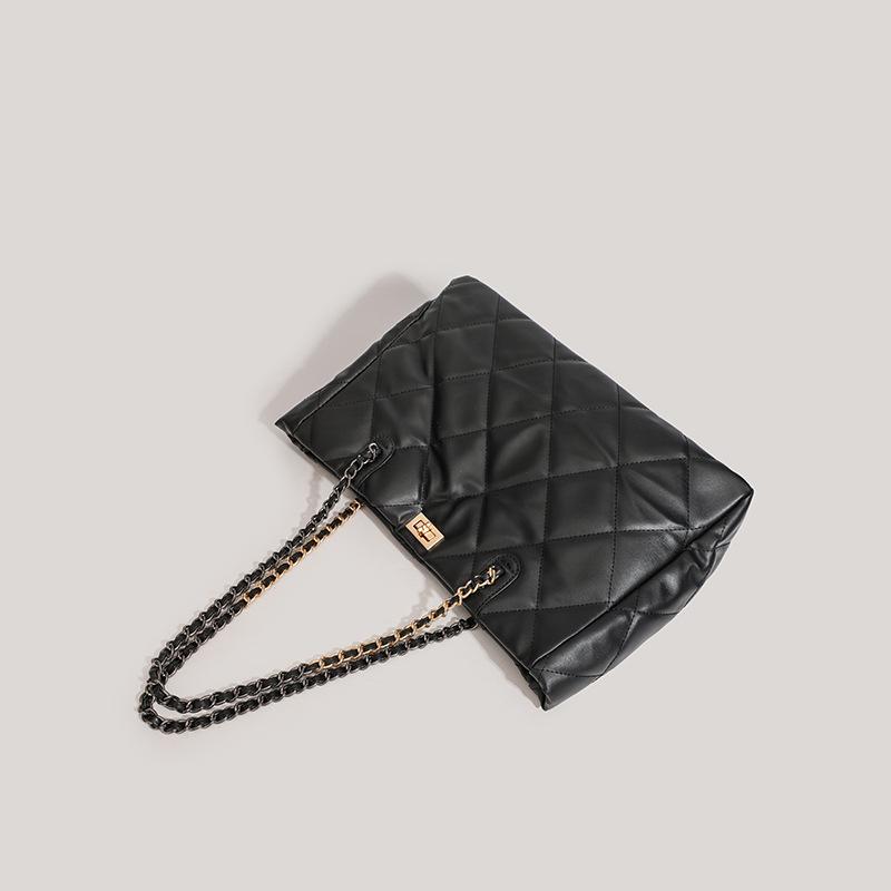 Rhombus chain bag women's new fashion texture niche tote versatile shoulder bag women