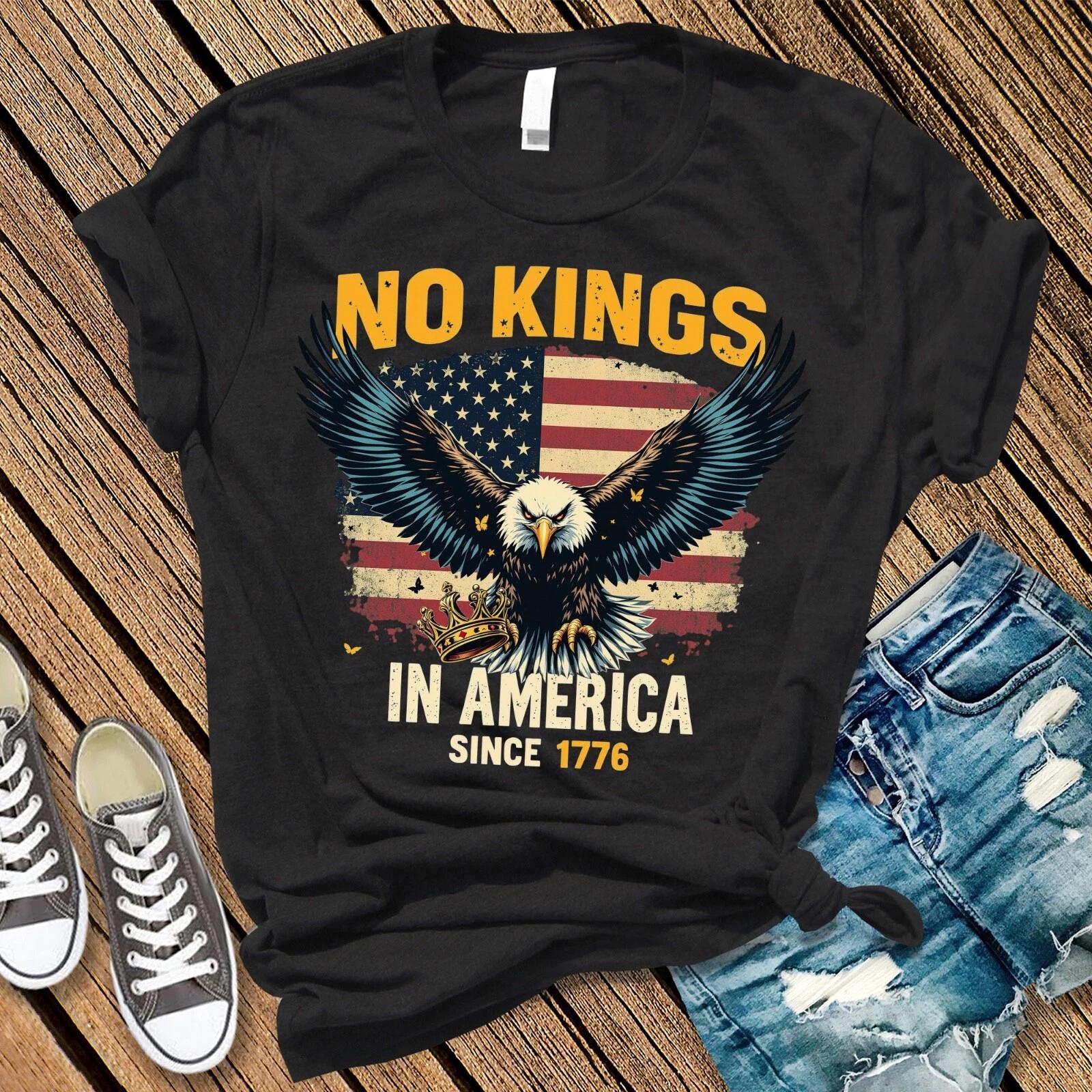 No Kings in America Since 1776 T-Shirt, Anti-Trump Tee, No Kings Day Protest Tee M