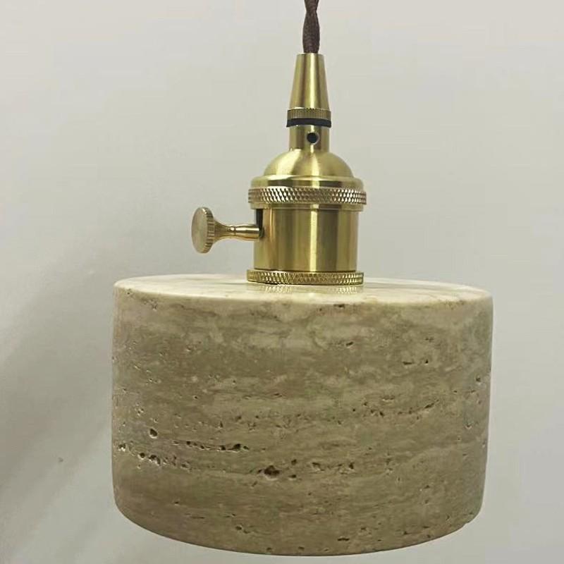 Japanese-style Wabi-sabi Style Yellow Travertine Small Chandelier Cream  Front Desk Bar Restaurant Bedside All-copper Lamps