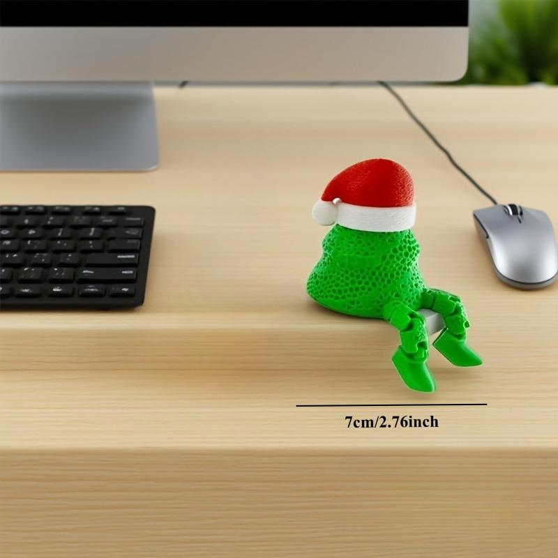 1pc 3D Printed Poseable Christmas Doll Figure with Movable Limbs & Opening Hat - PLA Plastic Mini Figurine for DIY Storage Box