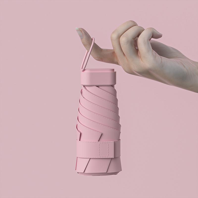 

Мини-зонт от солнца UPF50+ Складной зонт Виниловый Маленький Солнцезащитный карманный Дорожный зонт Защита от ультрафиолета Капсула розовый