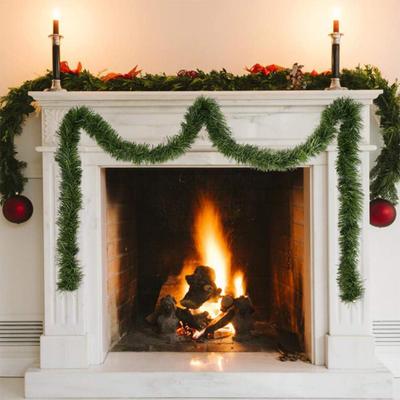 Christmas Green Garland 18FT Xmas Greenery Tinsel Stems Non-Lit Soft Twist Garland for Tree Stair Railing Front Door Mantle Fireplace Holiday Decor