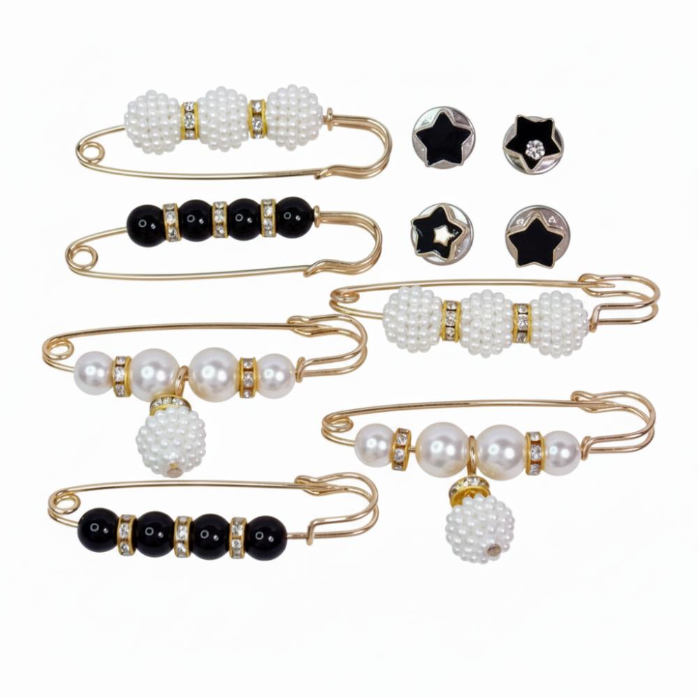 Leak Proof Metal Brooch Imitation Pearl Waist Buckle Creative Dress Brooch  Waist Tightening