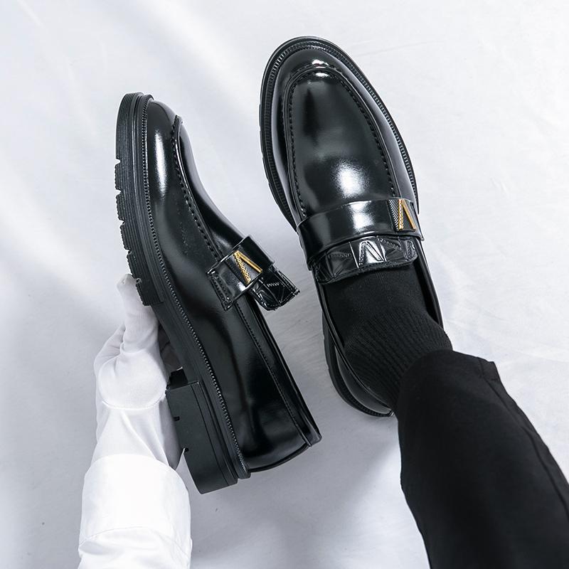 Nappe Frange Formale Pelle Nera Scarpe con Plateau da Lavoro per Uomo Stile Britannico Scarpe Brogue Uomo Scarpe da Cerimonia da Uomo