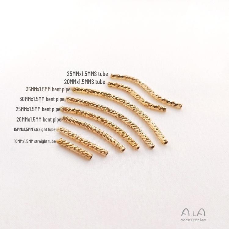 14K Gold-Filled Color-Preserving Faceted Ribbed Curved S-Tube for DIY Jewelry Accessories