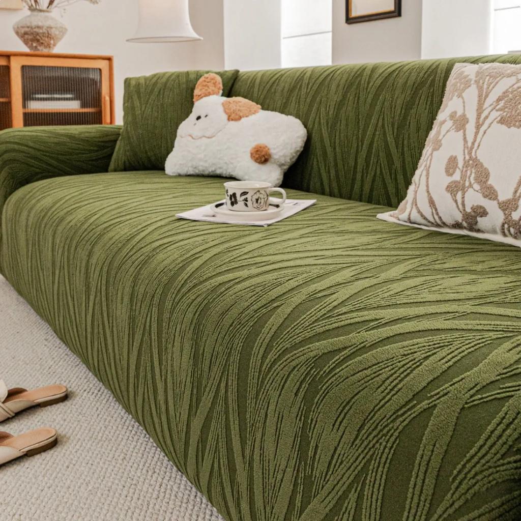 Geometric Pattern Stretch Sofa Cover,Thickened Solid Color Jacquard All-in-one Protective Cover,Elegant and Comfortable Design