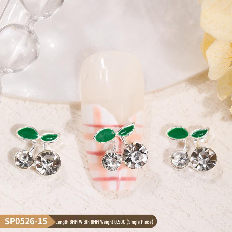 3D Cherry & Fruit Alloy Nail Art Rhinestones - Red, Pink, White Decorations