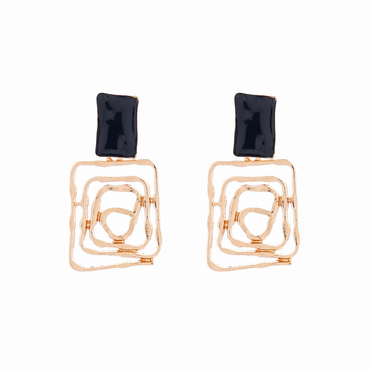 

European and American irregular hollow earrings temperament cold wind gray smudge trend design sense earrings women