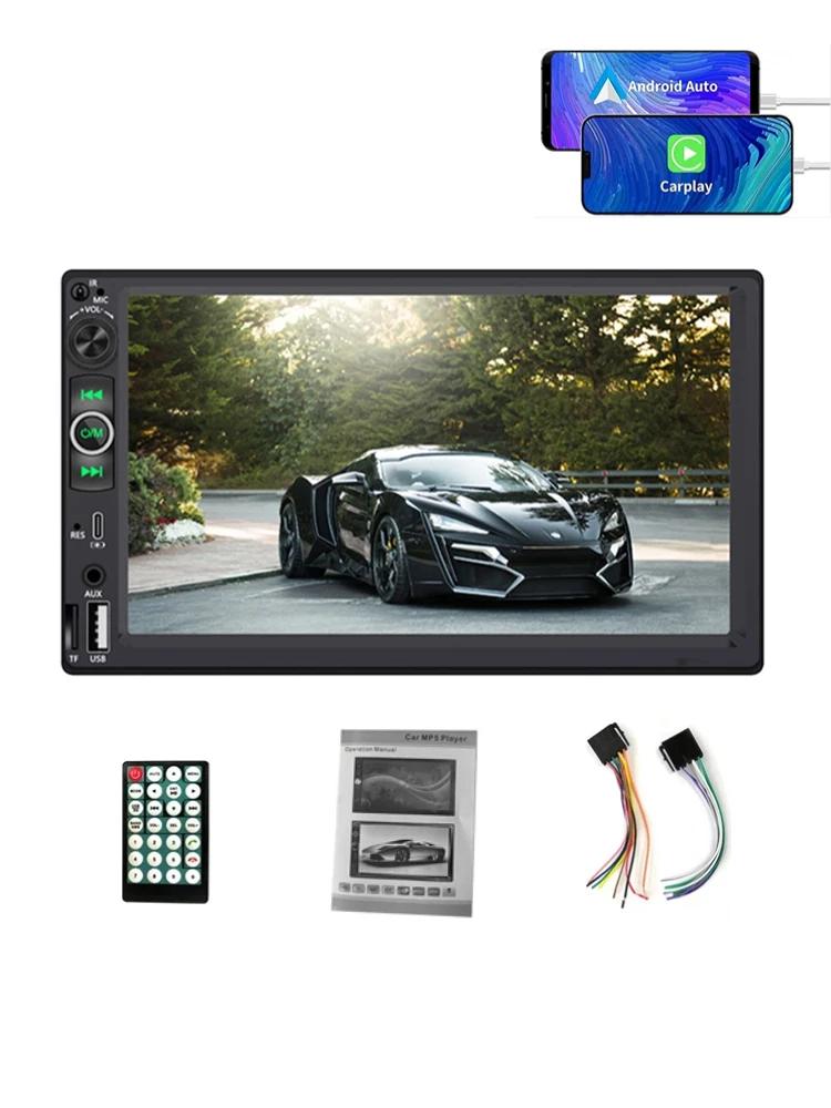 

Бездротовий дротовий Android Auto CarPlay MP5-плеєр, одиночний 1-диновий 7-дюймовий автомобільний радіоприймач із камерою заднього виду, Bluetooth-стерео
