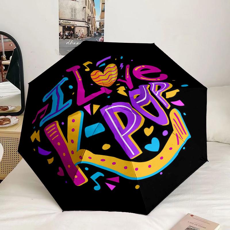 Love Kpop Music Festival Umbrella 8-Frame for Travel, Camping, Casual Lightweight Portable Umbrella, Essential for Every Family Holidays Gift
