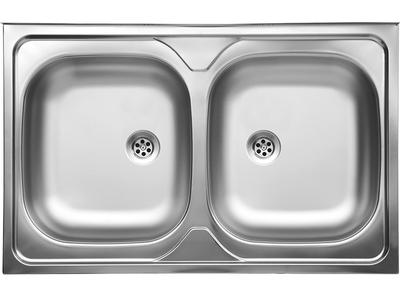 Metal Double Bowl Top-Mount Sink 50X80Cm With Siphon Kuchinox