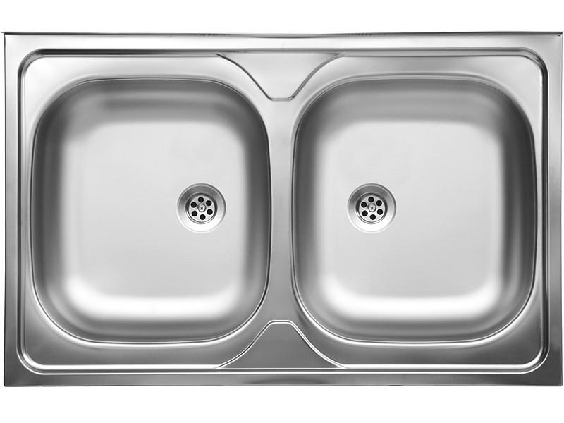 Metal Double Bowl Top-Mount Sink 50X80Cm With Siphon Kuchinox
