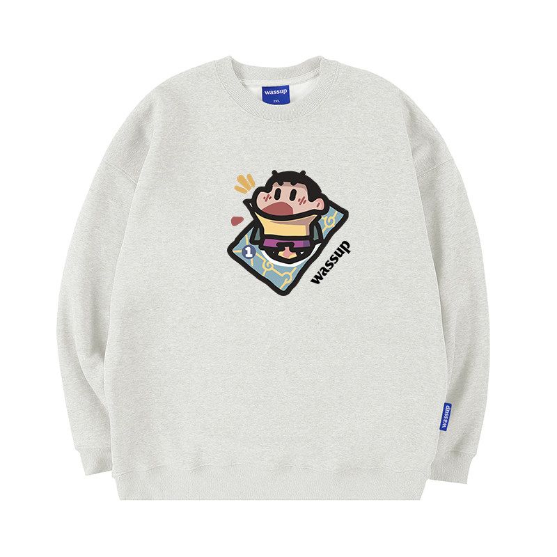 Wassup Cartoon Shin-Chan Heavyweight Sweatshirt for Men, Autumn/Winter 2025 New Trendy Brand Loose Casual Couple Crewneck Top