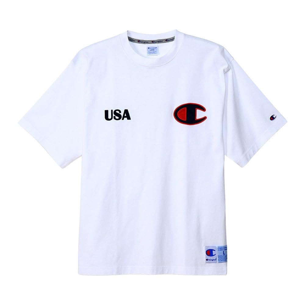 

Футболка Short Round Big Short Sleeve Action White [Champion], Рукав, Шея, 100% Хлопок, Логотип, Футболка, Стиль, C3-Z304, Мужская, белый