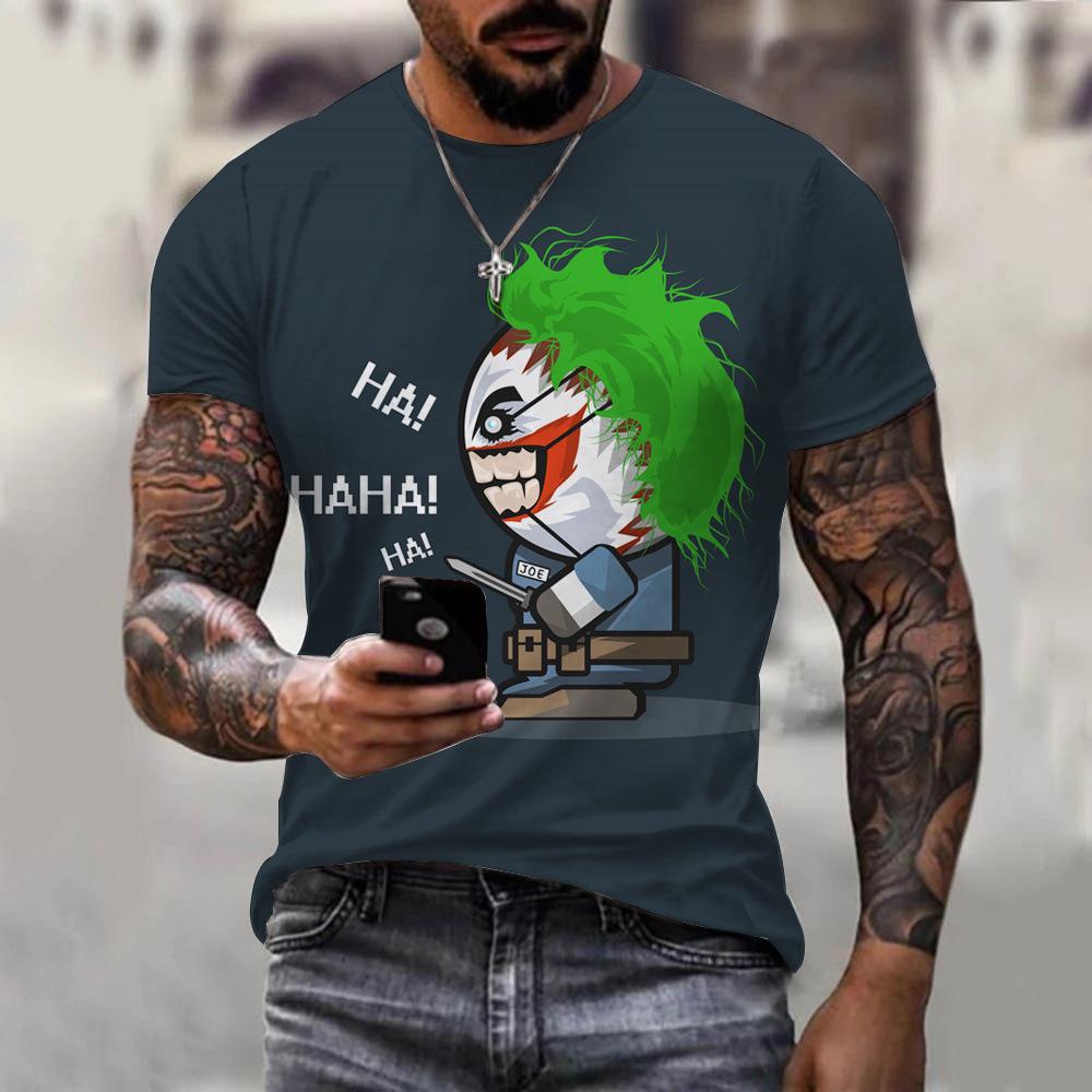 3D digital print men's casual crew neck short-sleeve T-shirt