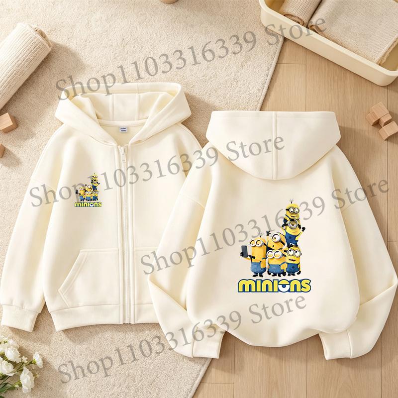 New Minionses Kids Zipper Hoodies Coats Girl Boy Sweatshirt Clothes Long Sleeve Harajuku Pullovers Casual Hooded Tops GIFT 2026
