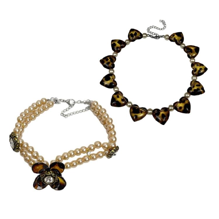 Auffällige Halskette mit Tierdruck und Kristallakzent, leichtes Statement-Schmuckstück für Clubnächte, personalisiertes Geschenk