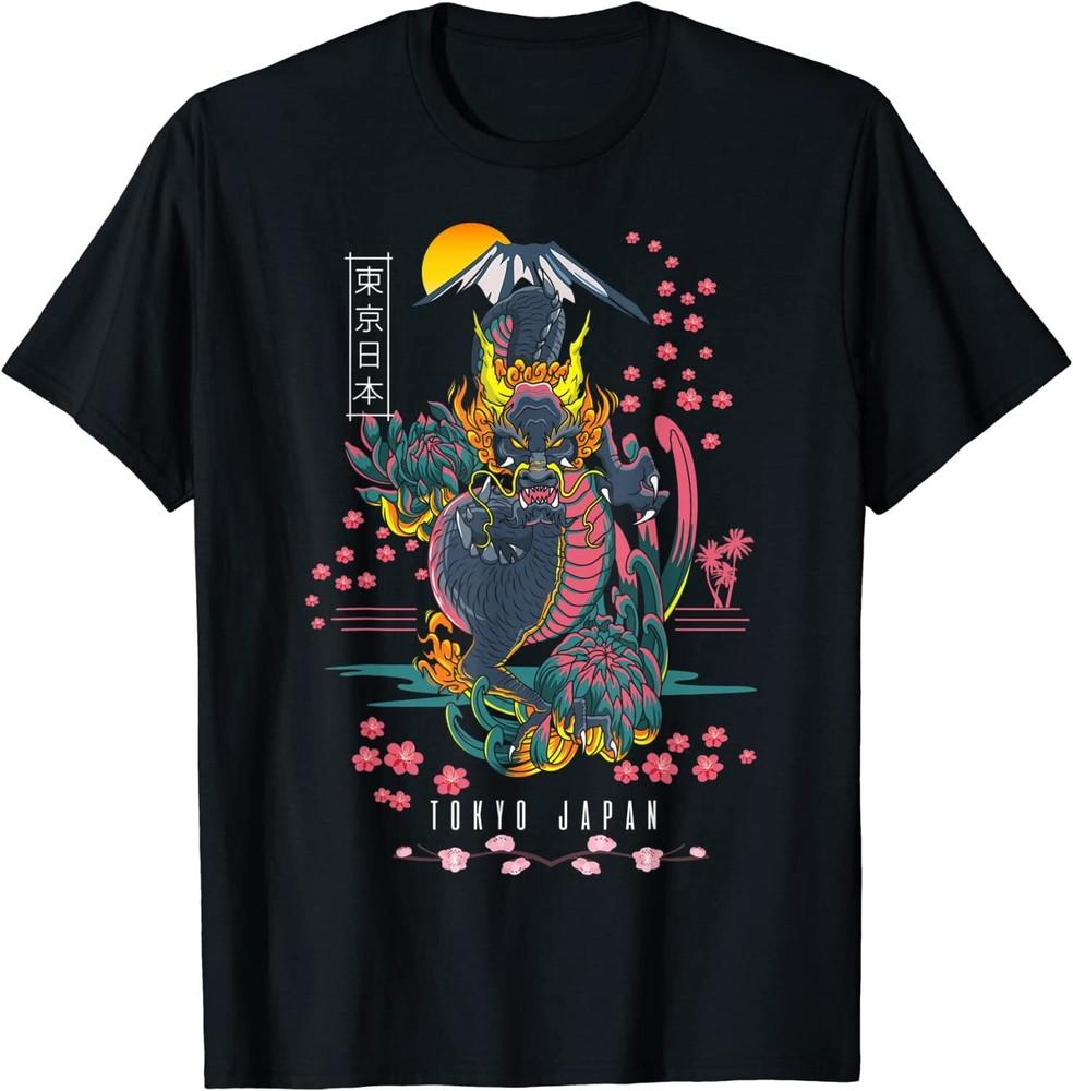Tokyo Dragon Aesthetic Japanese Vaporwave Cherry Blossom Tee XXXXL
