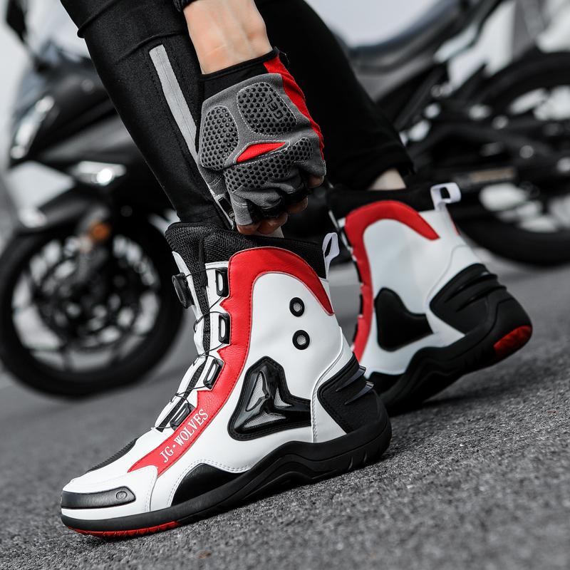 Men Women Motorcycle Protective Boots Waterproof Mid-calf Motorcycle Boots Anti-slip Gear Shift Motorbike Riding Shoe Breathable