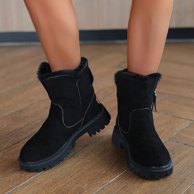 Fashion 2024 Winter New Minimalist Short Boots Plush Warm Snow Boots Women's Flat Bottomed Short Boots
