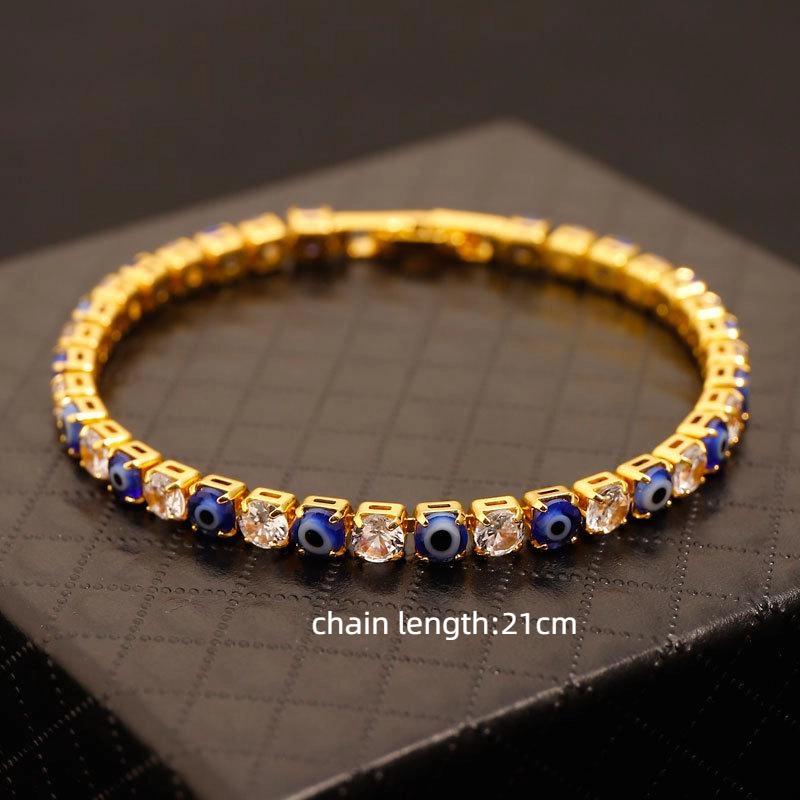 Blaue Böser Blick Verstellbare Zirkonia Tennisarmbänder für Damen Herren Schmuckgeschenke