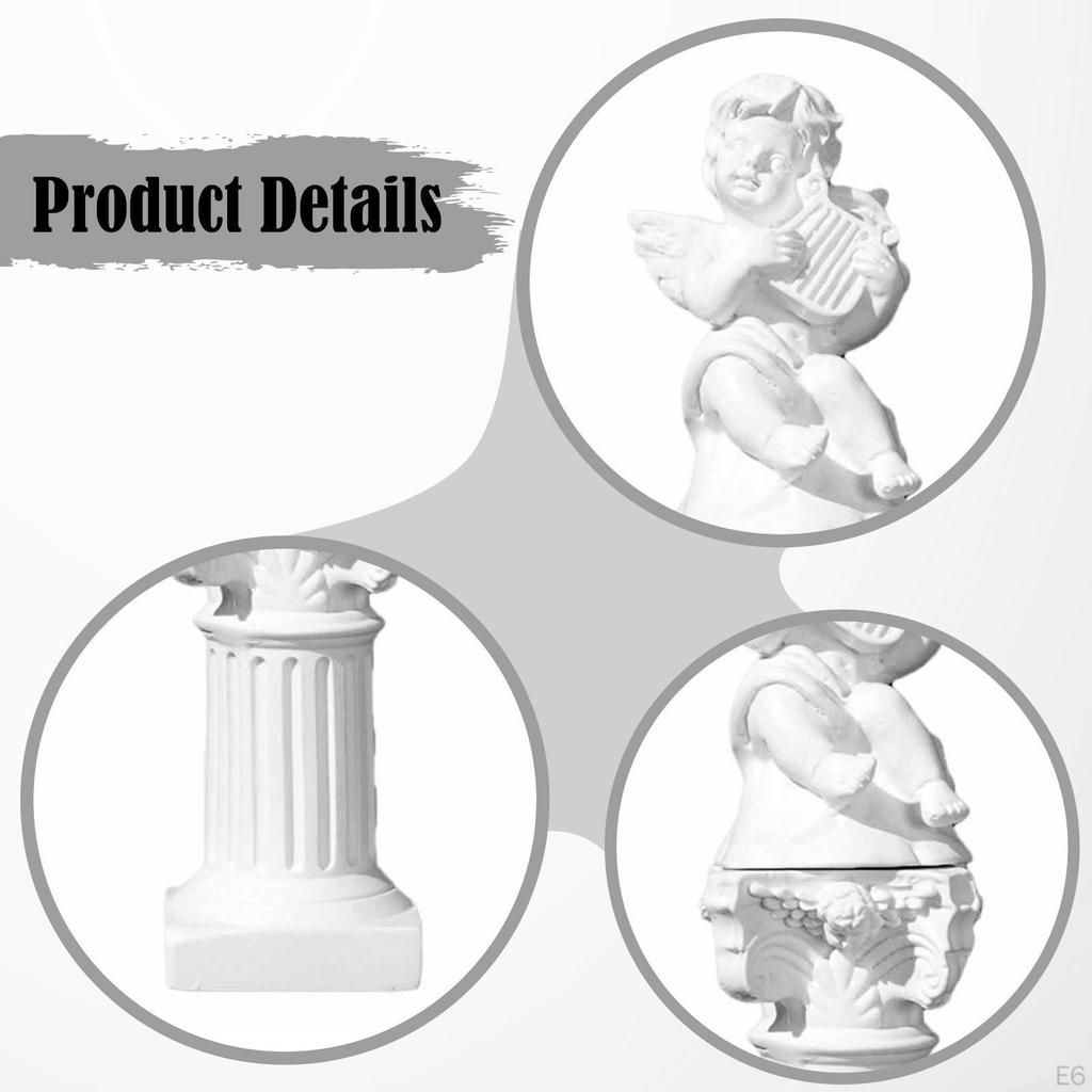 Cherub Statue Mini Greek Column Little Angel Figurine Artwork Small Roman Pillar for Room Bedroom