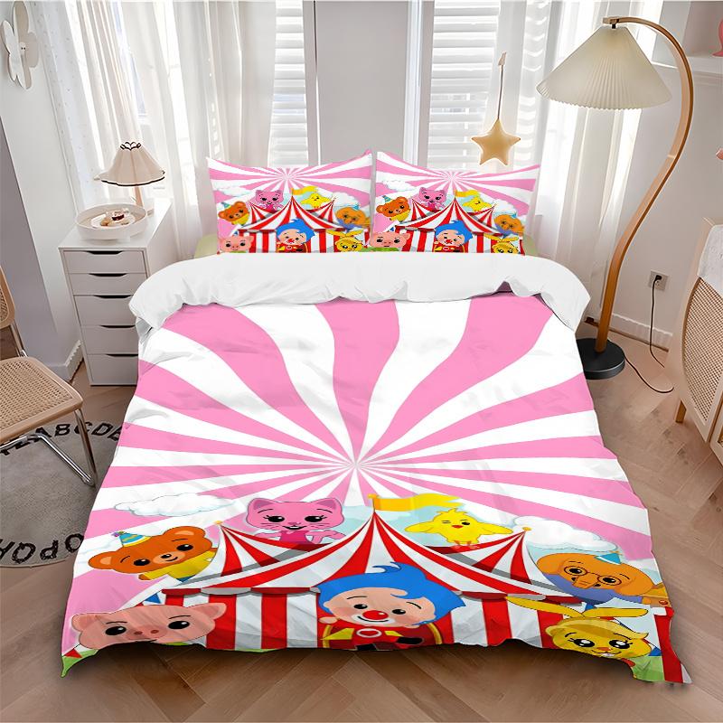 3pcs Circus Animal Friends Carnival Party Decorations Kids Room Bedding Set-Universal Three-Piece Suit for Bedroom, Guest Room, Living Room,