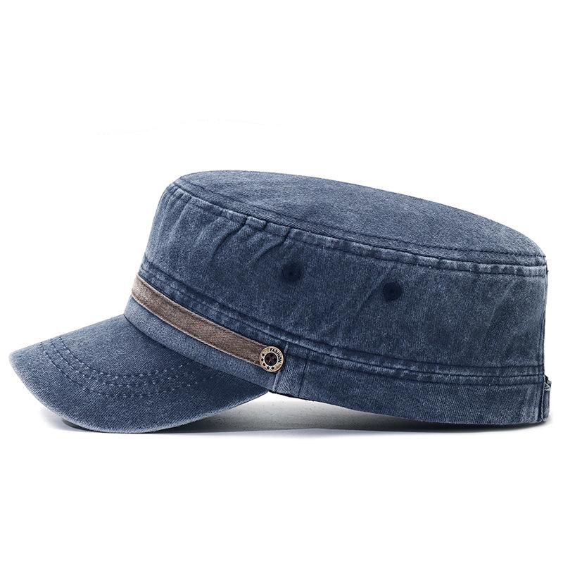 Washed Hat Flat Top Hat All-cotton Breathable Button Hat Baseball Hat Sun Hat