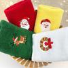 2pcs Christmas Cotton Set Soft Face For Holiday Gift Xmas Towel Embroidery Decor Creative Gift Idea Xmas Elements Cotton Towel