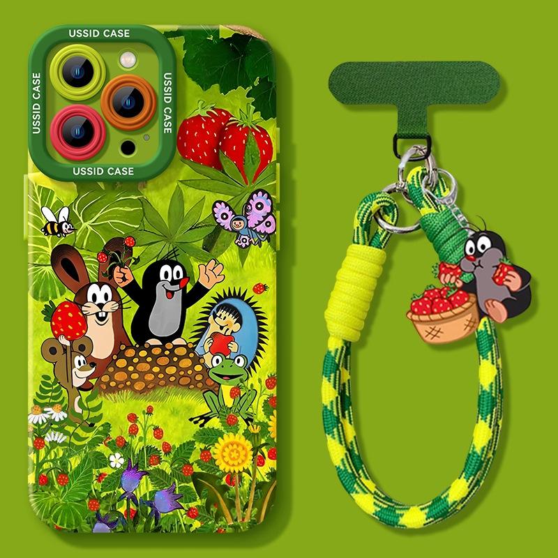 

Cute Mole For iPhone 17 Mobile Phone Case New 16 For iPhone 15promax Green 14 with Lanyard 13 Silicone Soft Case For iPhone 11 pro max