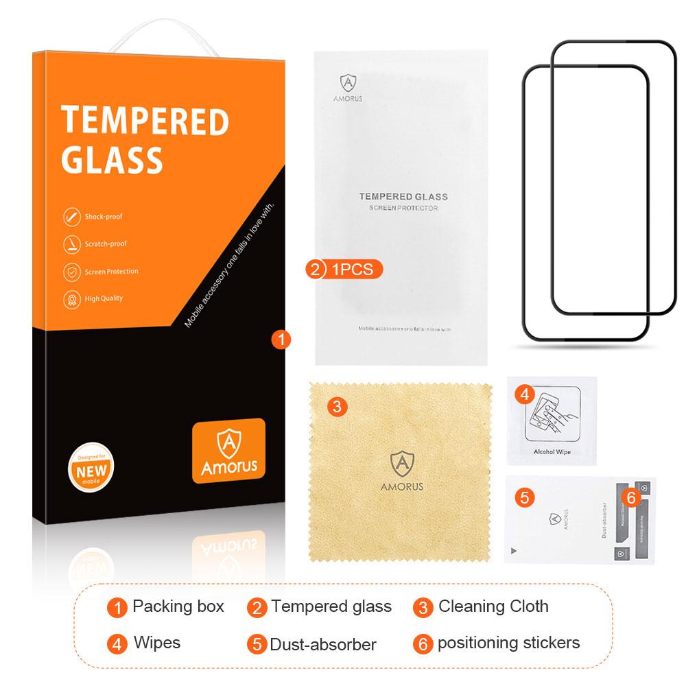 AMORUS 2 stk For Google Pixel 8a Silketrykket skjermbeskytter Full lim Herdet glassfilm