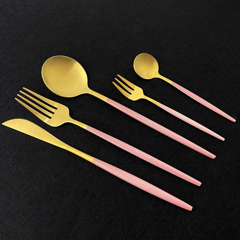 Multi-Colors 20Pcs Cutlery Set Dinnerware Set Dinner Knife Cake Fork 304 Stainless Steel Rainbow Silverware Home Tableware Se
