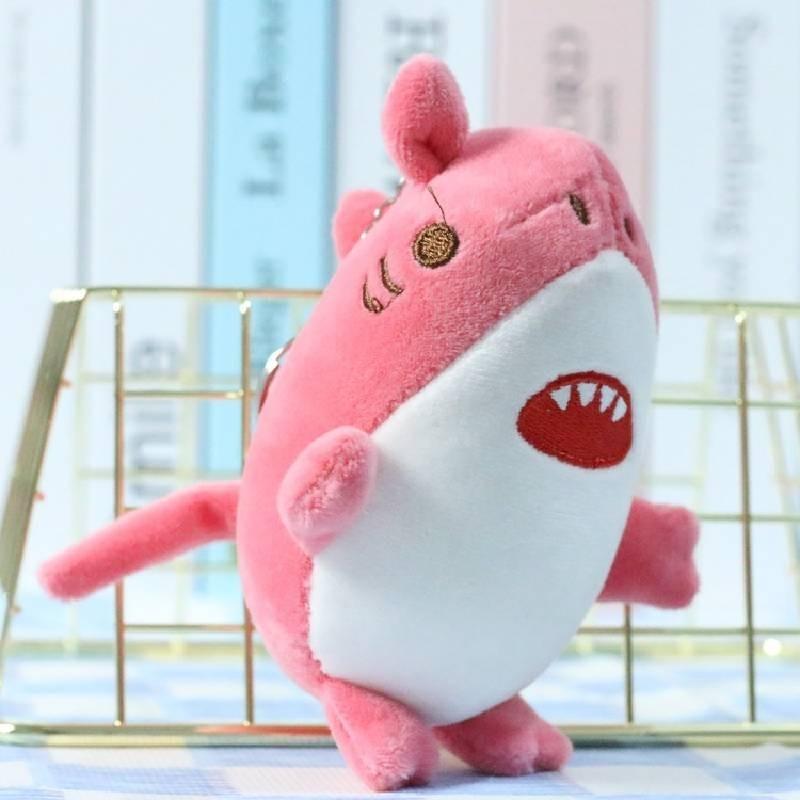 Charming Pink Shark Plush Toy Soft And Tiny Keychain For Bags And Keys