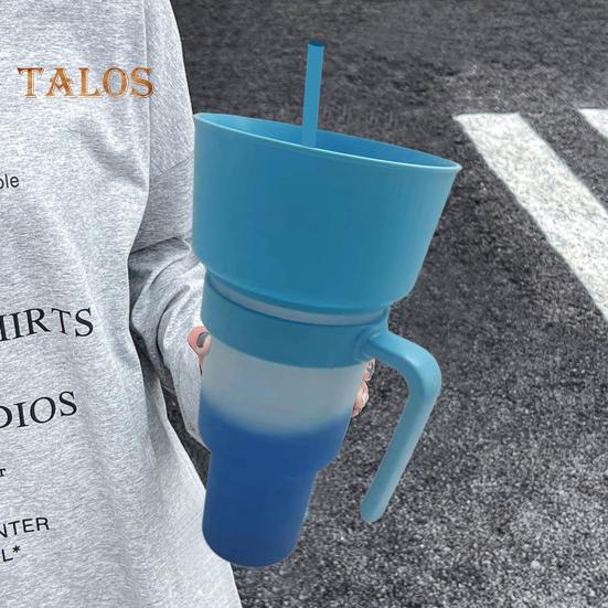 

Стадионный стакан на 1000 мл с соломенной ручкой, меняющий цвет, большая пластиковая верхняя миска пищевого качества, чашка для попкорна, закусок, напитков, чашка-непроливайка, товары для бара и клуба, вечеринки